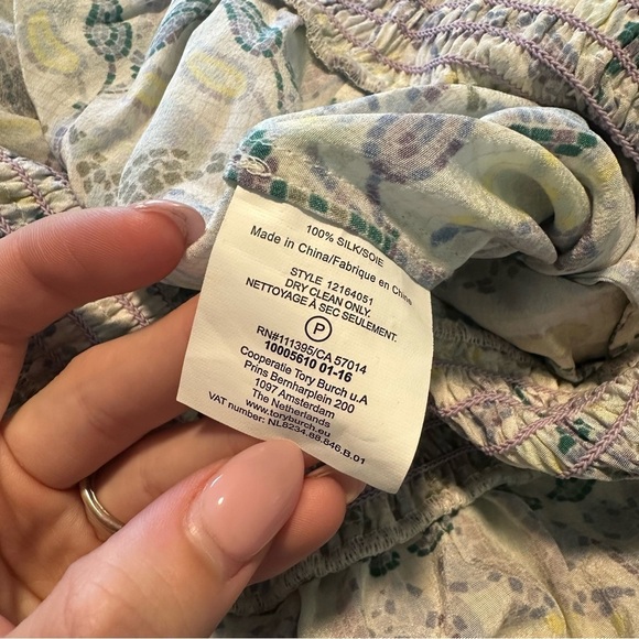 TORY BURCH silk purple Pompei Floral Mosaic Print Smocked waist Romper - Picture 9 of 13